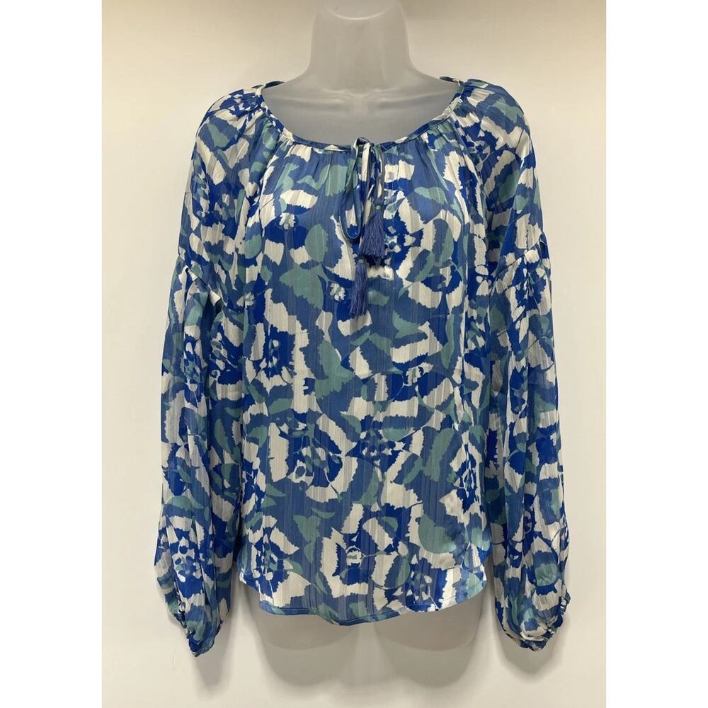 Lovestitch Women's Floral Print V-Neck Long Sleeve Bohemian Top Small